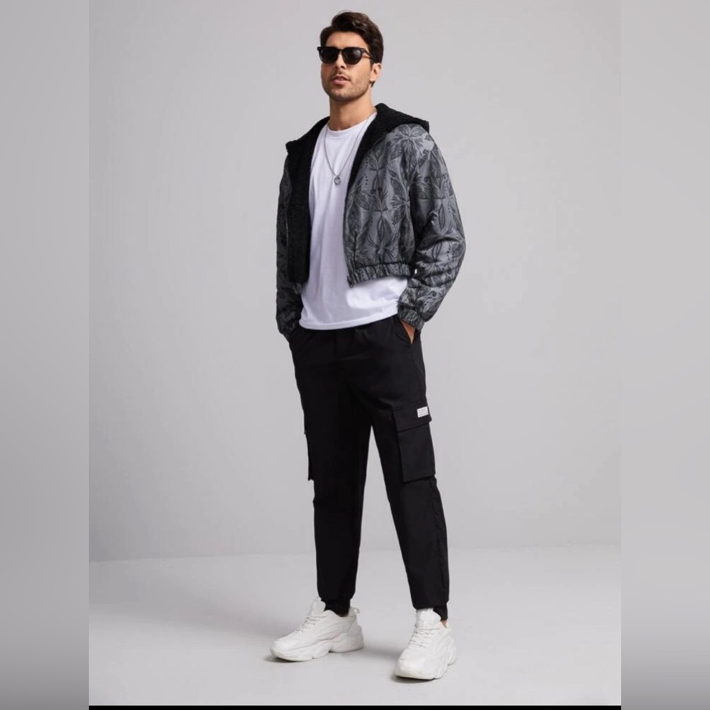 Leaf Print Zip Up Hooded Jacket, Fall Clothes, For Autumn & Winter